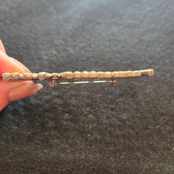 1980's BALLET Rhinestone Pin Brooch - Picture 3 of 6